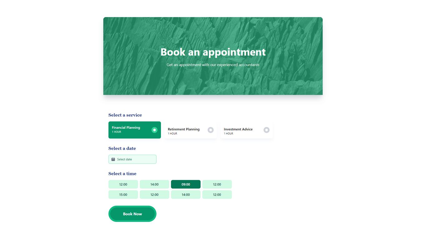 Appointment Booking Page Tailwind Component