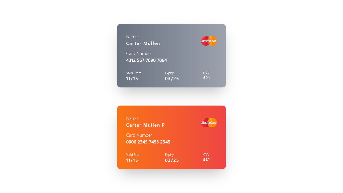 Credit Cards Tailwind Component