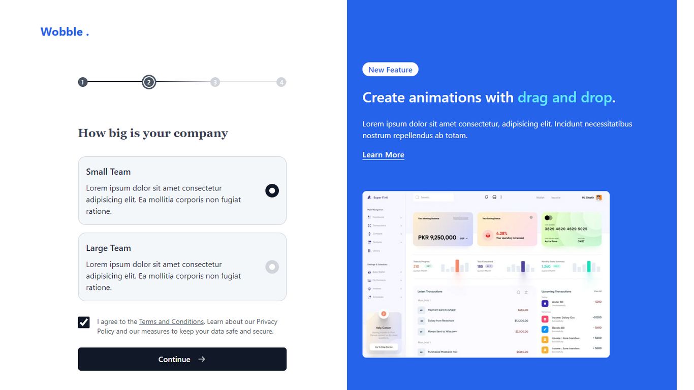 Onboarding Page Tailwind Component