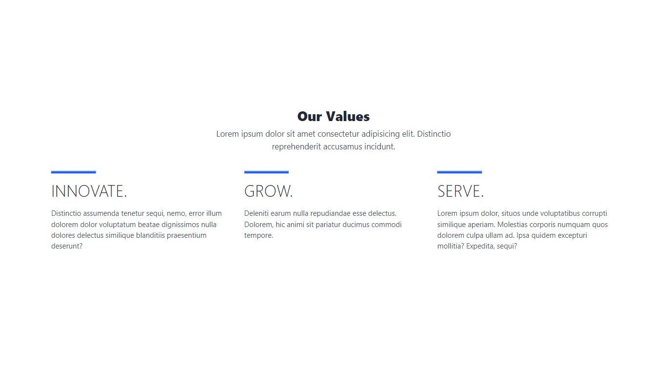 Our Values - 3 Col Grid Tailwind Component