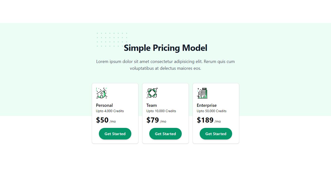 Simple Pricing Tailwind Component